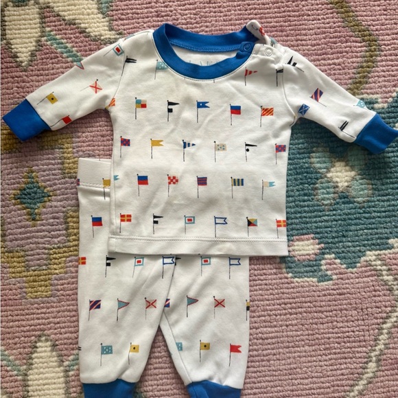 LAKE Pajamas baby PJs Flag Print and Blue Accents - Picture 1 of 2